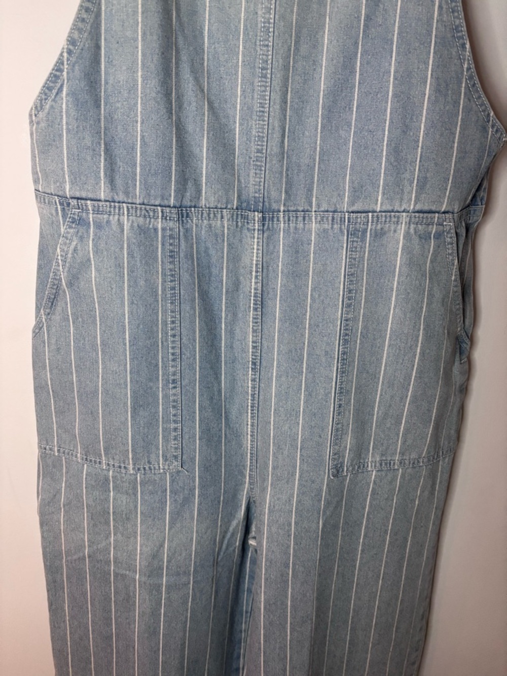 RVCA Light Blue Pinstripe Denim Overalls - Picture 3 of 8